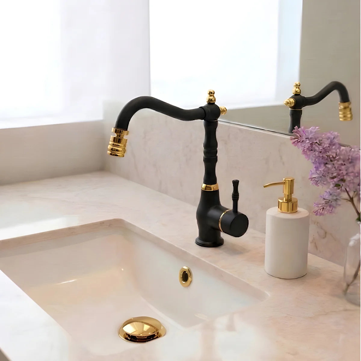 Durevo Retro Rustic Sink Faucet Gold Black – Antique Mixer Tap