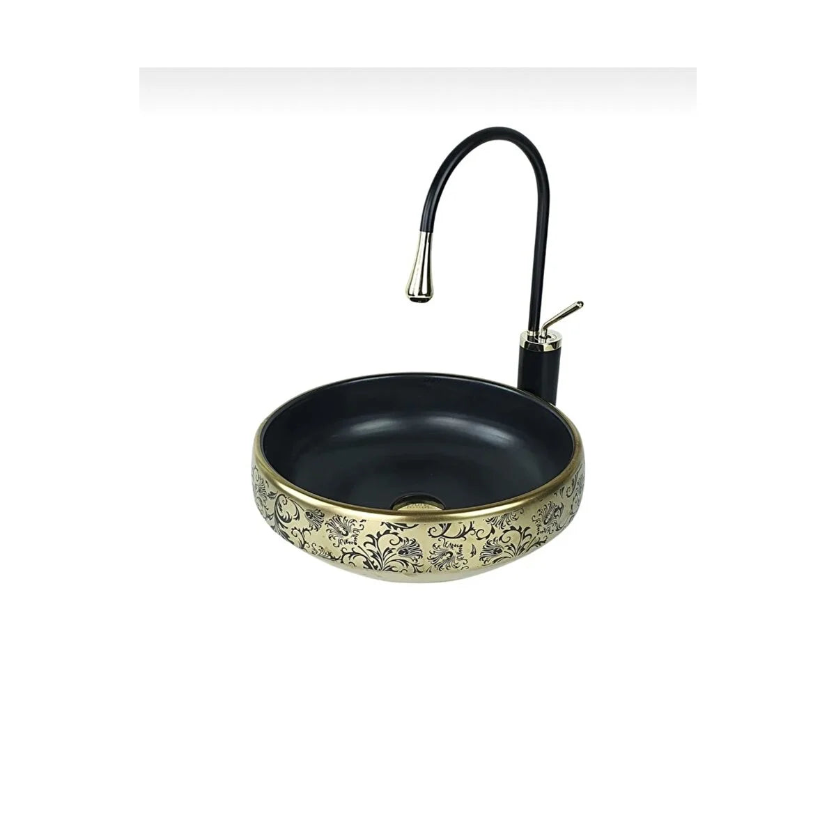 Isaoglu Drop Design Vessel Sink Faucet Gold Black