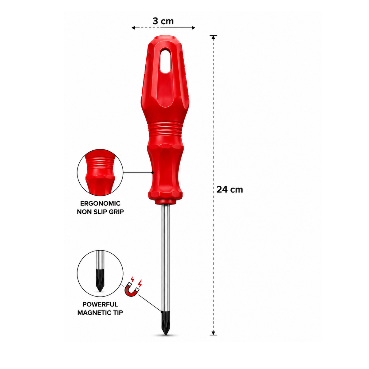 Professional Magnetic PH2 Phillips Screwdriver 6 × 125 mm