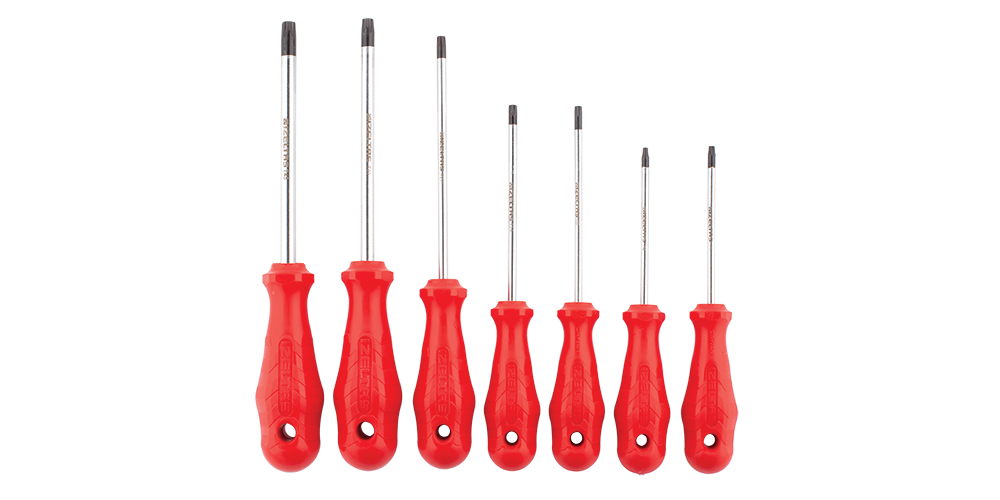 7 Piece Torx Screwdriver Set with T10 T15 T20 T25 T27 T30 and T40 screwdrivers